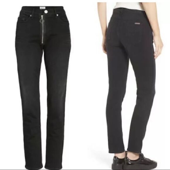 Hudson Black Riley Relaxed Straight Leg Crop Jeans - Picture 1 of 3